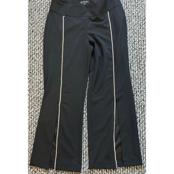 INC Macy's Rhinestone Split Wide Leg Pants Size 14P Boho Chic Punk Goth Business - Picture 2 of 9
